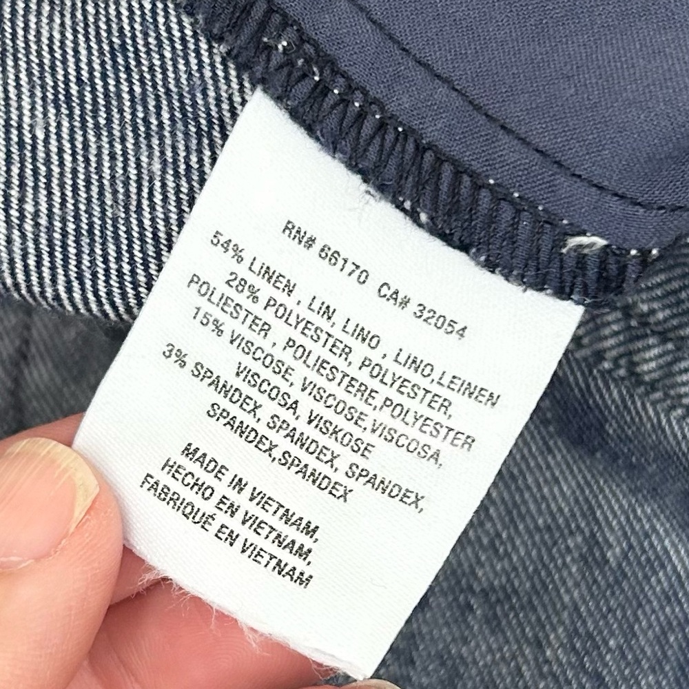 Anthropologie Ett Twa Chambray Linen Ruffle Crop Pants - Picture 12 of 16
